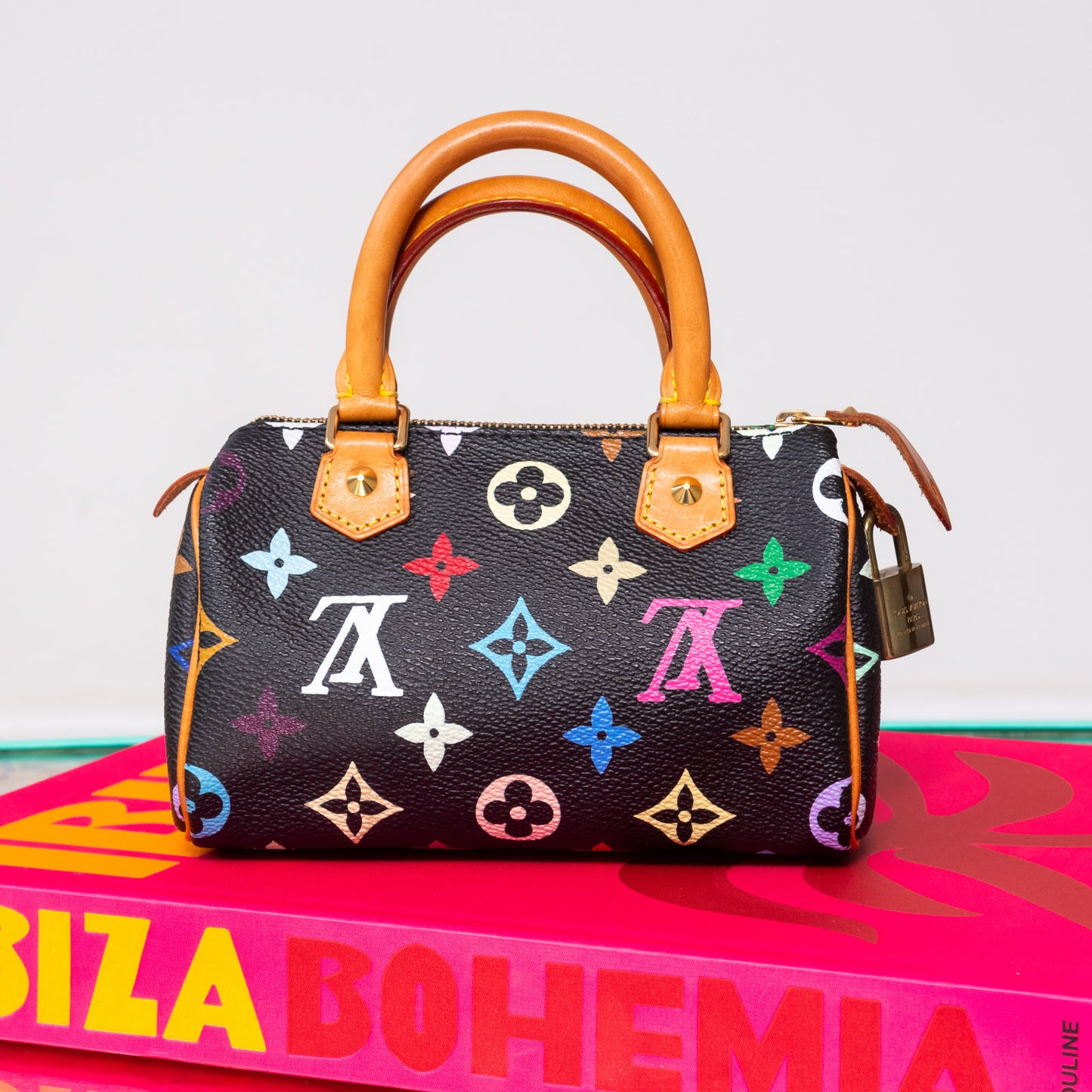 Louis Vuitton Takashi Murakami Nano Speedy Black Multicolour Limited Edition Bag