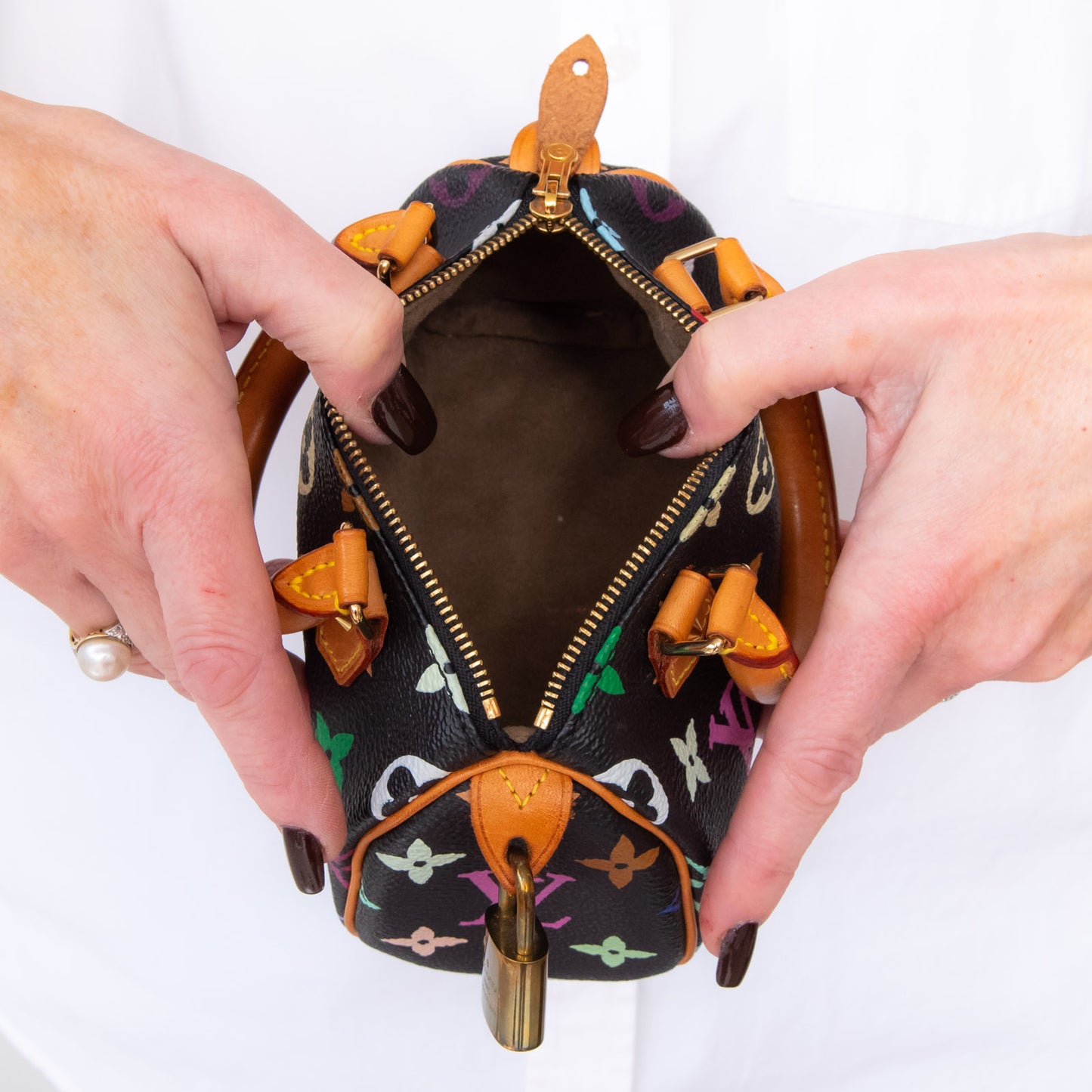 Louis Vuitton Takashi Murakami Nano Speedy Black Multicolour Limited Edition Bag