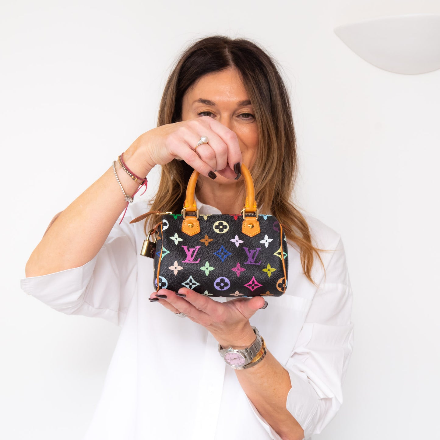 Louis Vuitton Takashi Murakami Nano Speedy Black Multicolour Limited Edition Bag