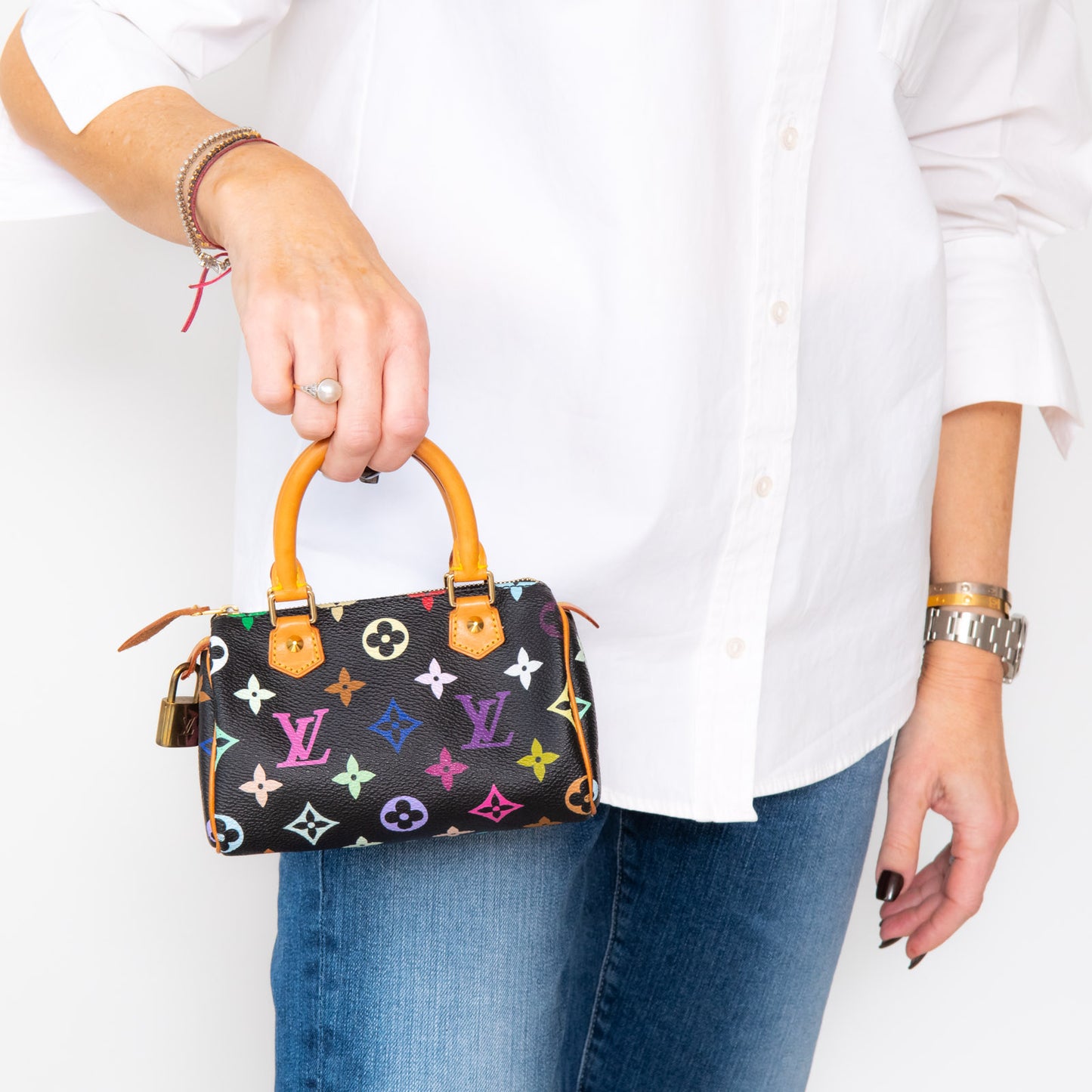 Louis Vuitton Takashi Murakami Nano Speedy Black Multicolour Limited Edition Bag