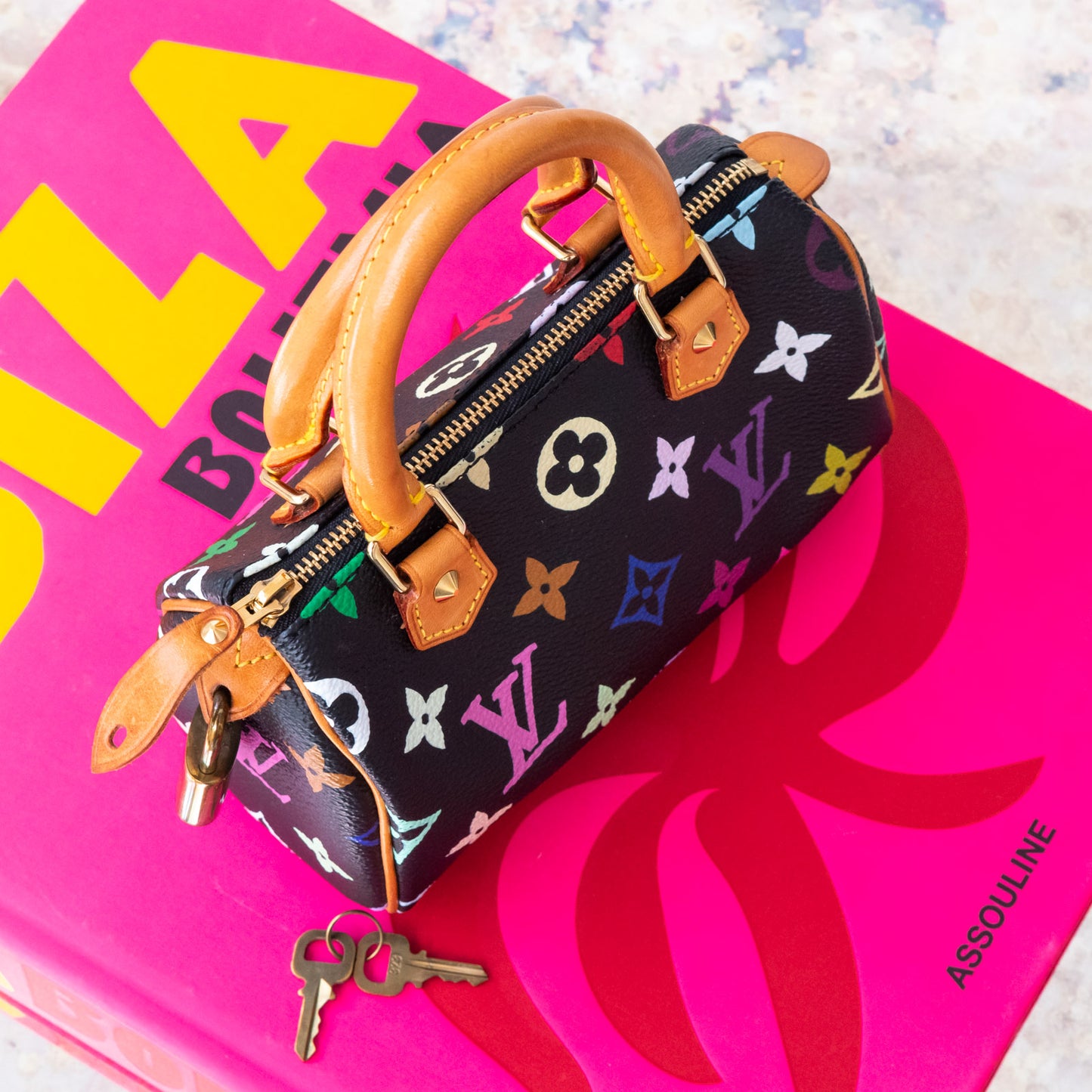 Louis Vuitton Takashi Murakami Nano Speedy Black Multicolour Limited Edition Bag