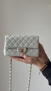 Chanel Grey Leather Mini Rectangular Classic Flap Bag