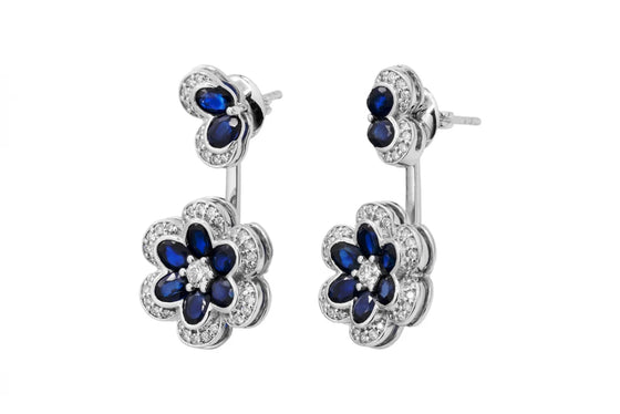 The Diamond Box Jewellery Sets 18ct Sapphire & Diamond Flower Jewellery Set