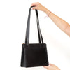 Chanel Vintage Black Leather Logo Shoulder Bag