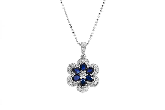 The Diamond Box Jewellery Sets 18ct Sapphire & Diamond Flower Jewellery Set