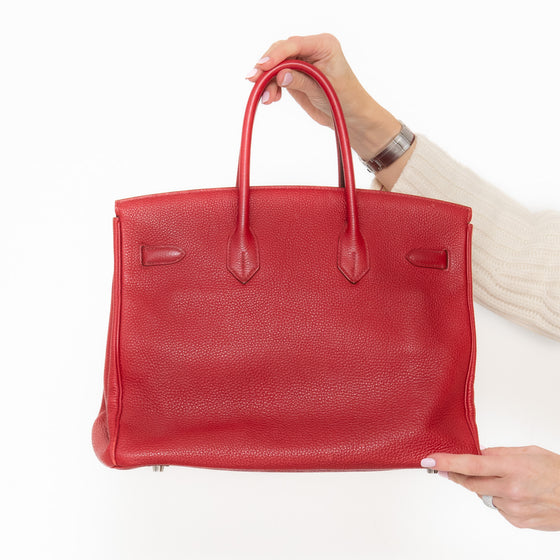 Hermes Birkin 35 Rouge Garance Veau Togo Leather With Palladium Hardware