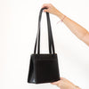 Chanel Vintage Black Leather Logo Shoulder Bag