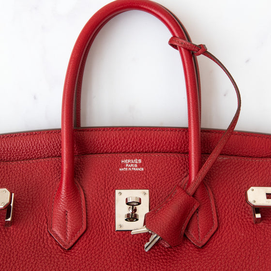 Hermes Birkin 35 Rouge Garance Veau Togo Leather With Palladium Hardware