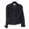 Christian Dior Vintage Pinstriped Navy Velvet Trim Jacket