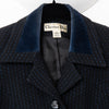 Christian Dior Vintage Pinstriped Navy Velvet Trim Jacket