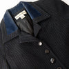 Christian Dior Vintage Pinstriped Navy Velvet Trim Jacket