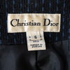Christian Dior Vintage Pinstriped Navy Velvet Trim Jacket