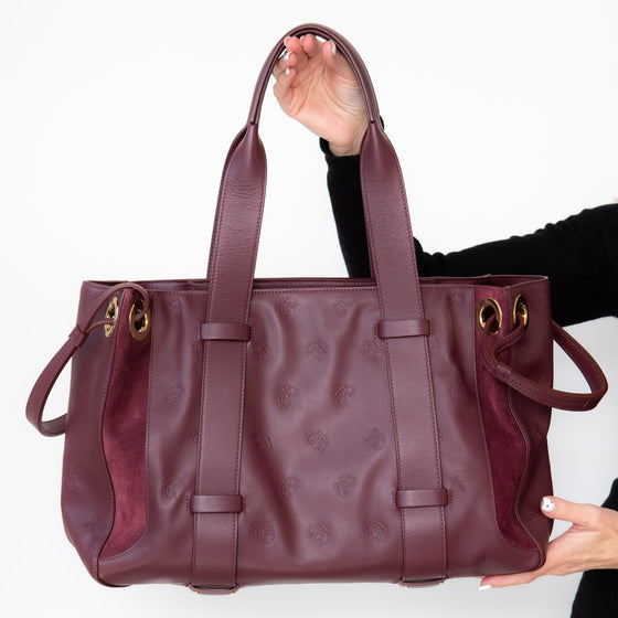 Chloe Large Burgundy Leather And Suede Shoulder Bag - EVEYSPRELOVED