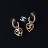 Chanel Gold Plated Small Hoop Earrings CC Logo In Heart - EVEYSPRELOVED