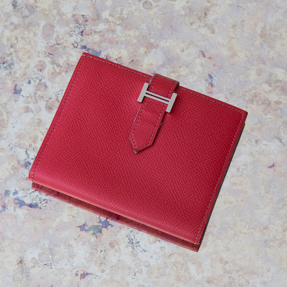 Hermes Compact Bearn Red Epsom Leather Wallet - EVEYSPRELOVED