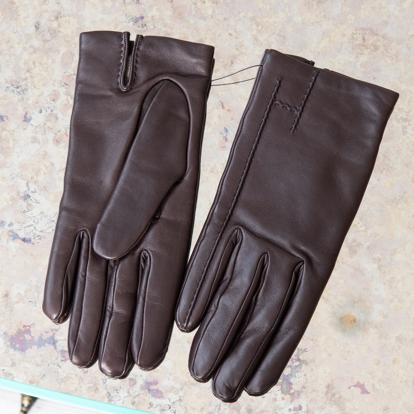 Hermes Brown Lambskin Leather Gloves Poeme Size 8