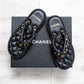 Chanel 23P Black Quilted Charms Padded Pool Flip Flop Logo Mule Slide Flat Sandal 39.5