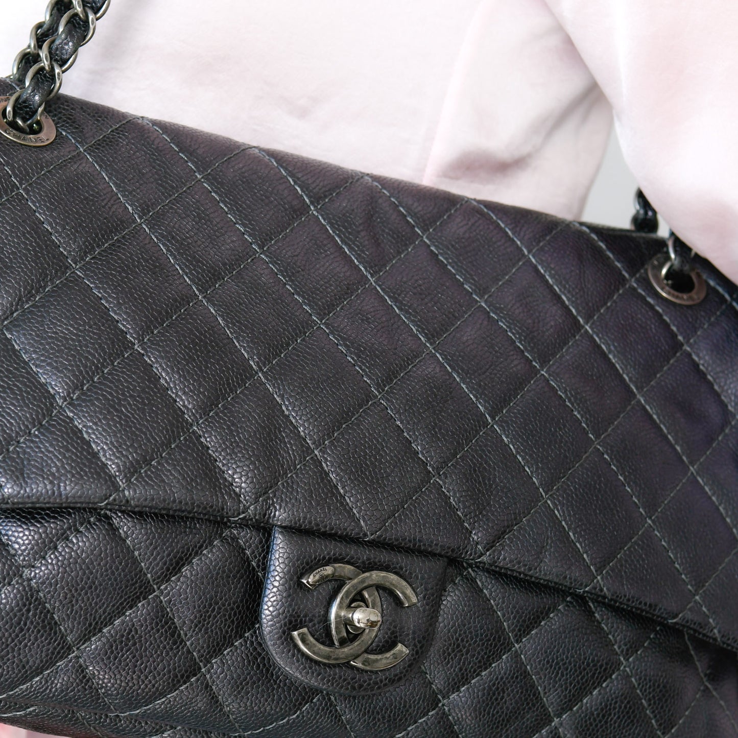 Chanel Quilted  Easy Flap Jumbo Metallic Bag