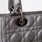 Lady Dior Medium Gunmetal Silver Leather Bag