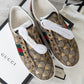 Gucci GG Supreme Brown Canvas Bee Motif Ace Sneakers Size 39