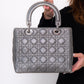 Lady Dior Medium Gunmetal Silver Leather Bag