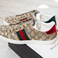 Gucci GG Supreme Brown Canvas Bee Motif Ace Sneakers Size 39