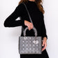 Lady Dior Medium Gunmetal Silver Leather Bag