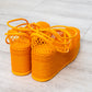 Bottega Veneta Orange Web Wedge Espadrilles Size 38 - EVEYSPRELOVED