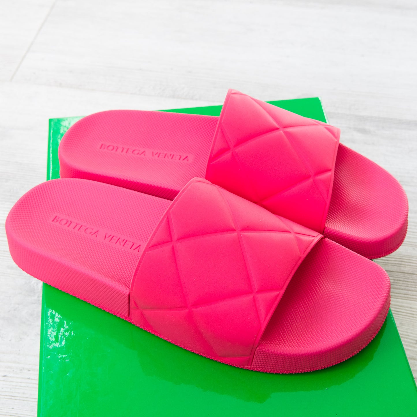 Bottega Veneta Pink Matte Rubber Lollipop Pink Slides Size 6