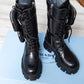 Prada Monolith Black Pouch Pockets Boots Size 38 - EVEYSPRELOVED