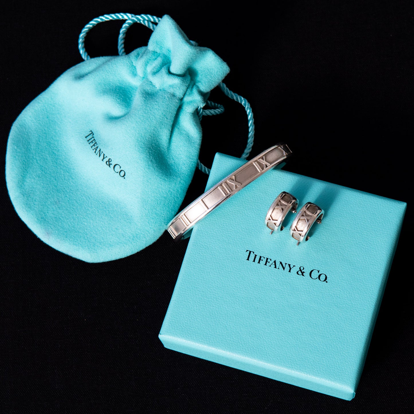 Tiffany and Co Sterling Silver Roman Numeral Earrings - EVEYSPRELOVED