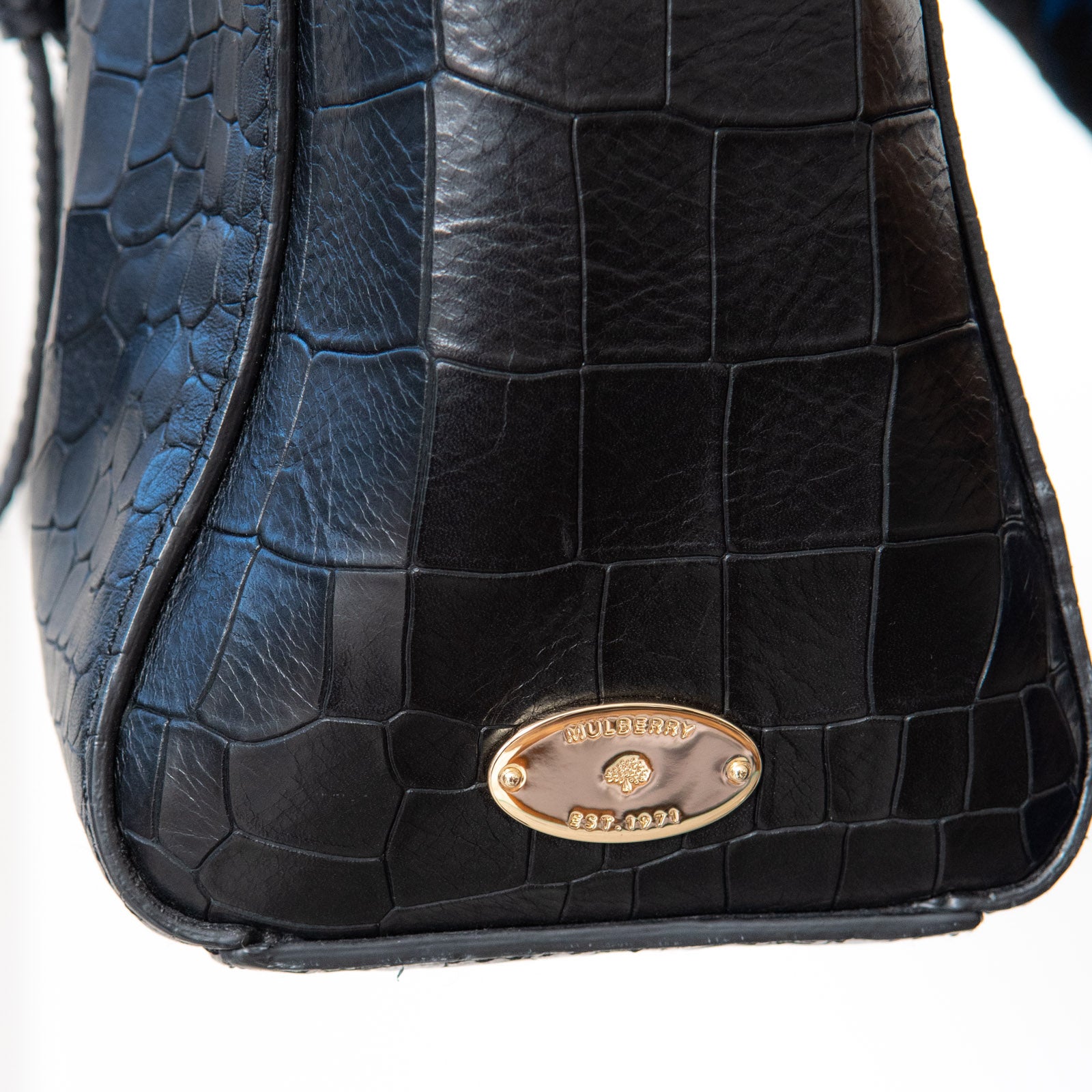 Mulberry Black Mock Croc Small Roxette Bag - EVEYSPRELOVED