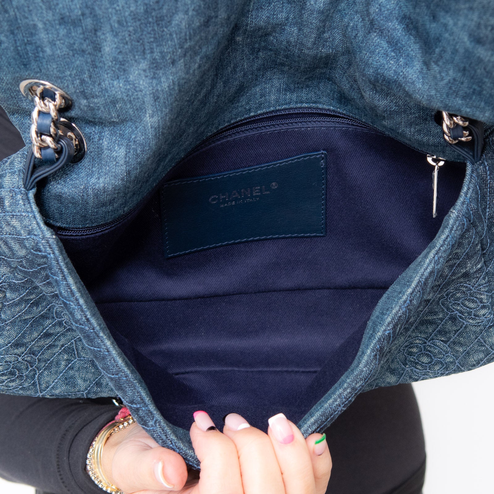 Chanel blue cheap denim bag