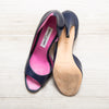 Manolo Blahnik Navy And Pink Open Toe Heels Size 39.5 - EVEYSPRELOVED