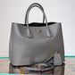 Prada Grey Saffiano Leather Shopper Tote Bag