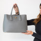 Prada Grey Saffiano Leather Shopper Tote Bag