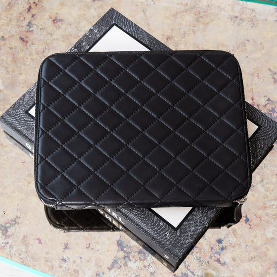 Chanel Black Quilted Double Phone Tablet Holder - EVEYSPRELOVED