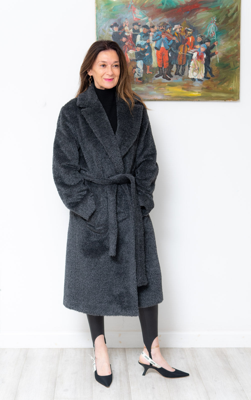 Joseph Grey Cayla Textured Coat Size 34