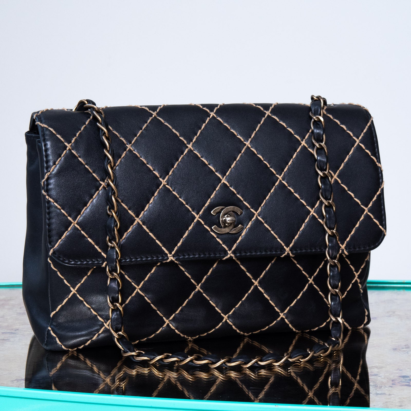 Chanel Vintage Wild Stitch Surpique Single Flap Bag