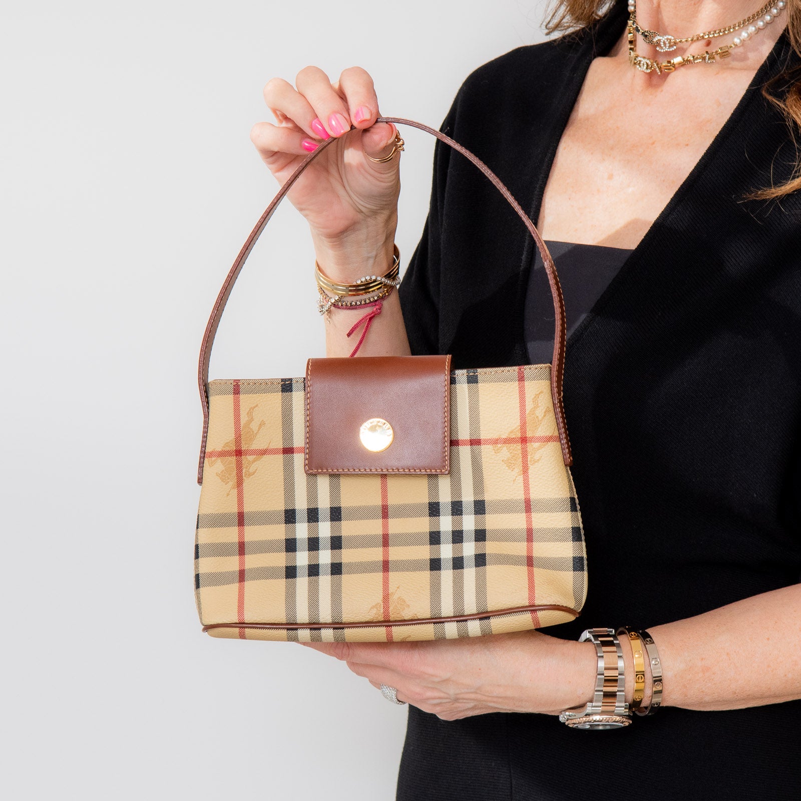 Mini leather and hotsell vintage check crossbody bag