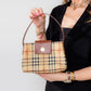 Burberry Brown Check Mini Leather Handle Bag