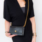 Alexander McQueen Black Croc Embossed Leather Bag With Gold Tone Hardware
