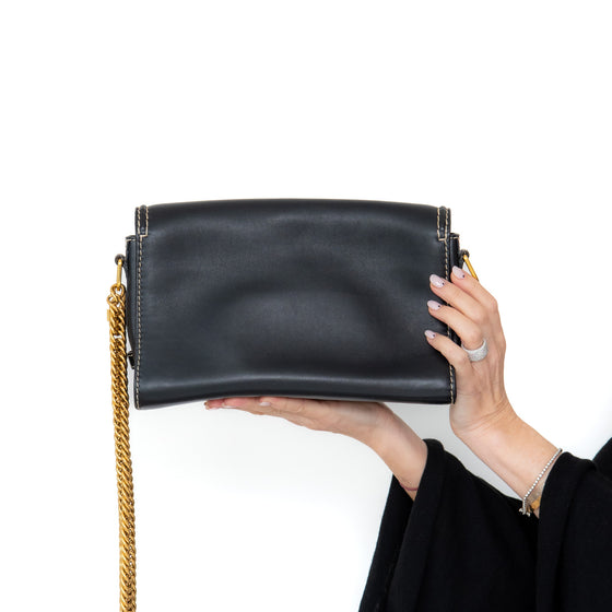 Alexander McQueen The Story Black Leather Shoulder Bag EVEYSPRELOVED