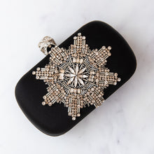  Alexander McQueen Black Satin Crystals Embellished Skull Clutch Bag