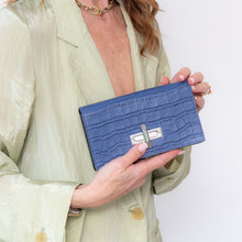  Amanda Wakeley Blue Mock Croc Leather Wallet