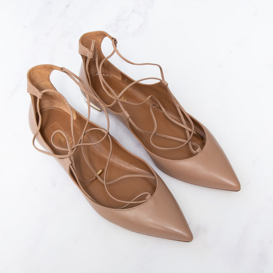 Aquazzura Beige Leather Christy Flats