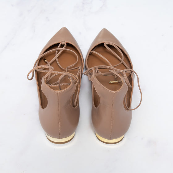 Aquazzura Beige Leather Christy Flats