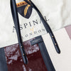 Aspinal Of London Navy Burgundy Cream Leather Tote Bag