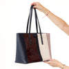 Aspinal Of London Navy Burgundy Cream Leather Tote Bag