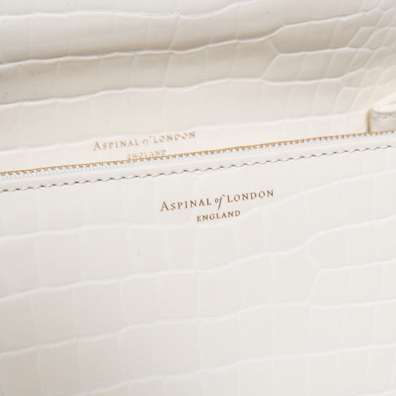 Aspinal Of London Mayfair Ivory Patent Mock Croc Bag
